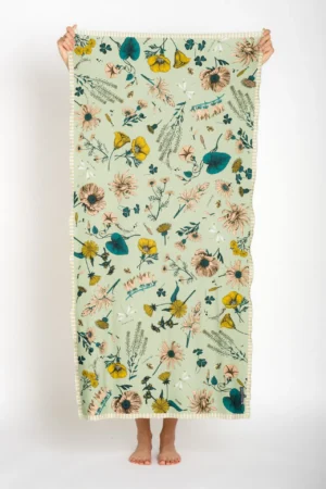 Pañuelo UPF50+ multiposición floral - verde - Cuaderno de Campo